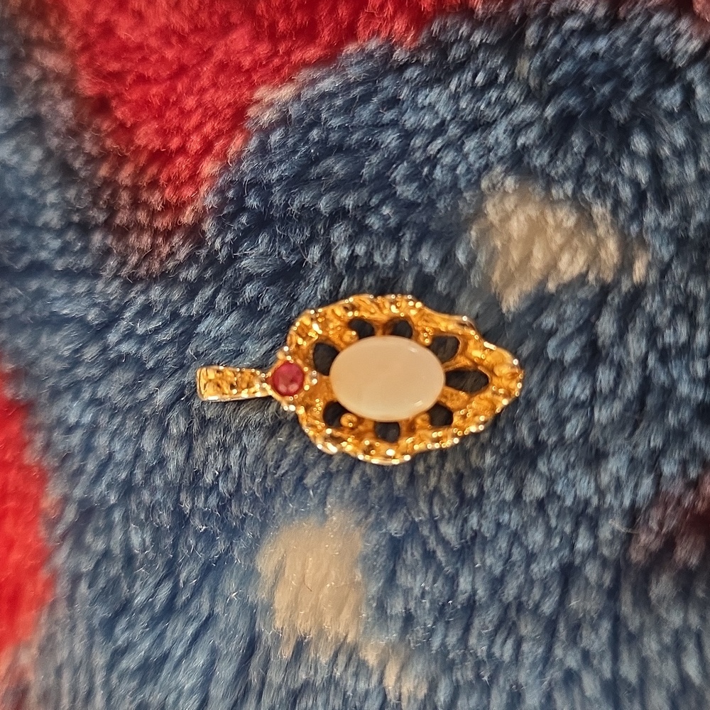 Vintage Van Doran Unsigned Ruby Accent & Opal Pendant